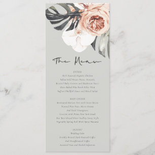 MENU MARIAGE DE COULEUR D'EAU FLORALE MONSTRERA