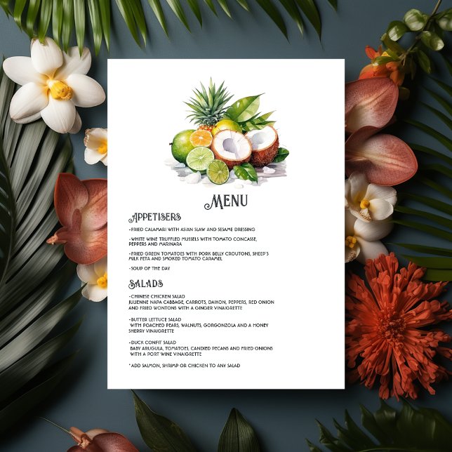 Menu Mariage de destination des Caraïbes Watercolor (Caribbean Wedding)