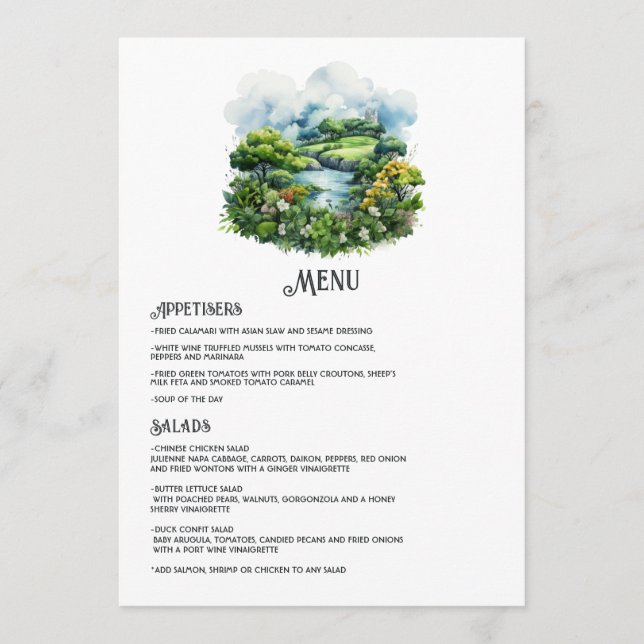 Menu Mariage de destination en Irlande (Devant)