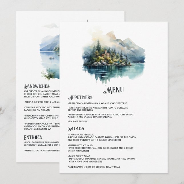 Menu Mariage de destination italienne du lac de Côme (Devant / Derrière)