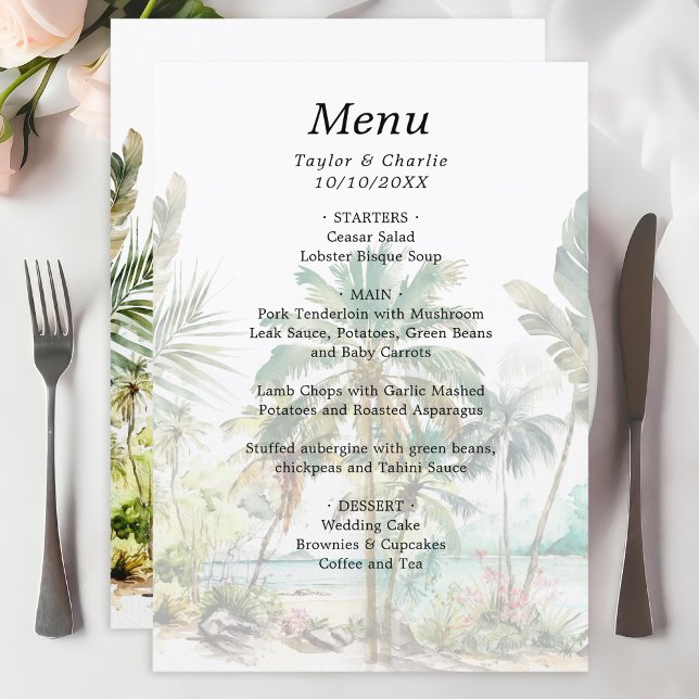 Menu Mariage de Destination sur une Plage Tropicale (Créateur téléchargé)
