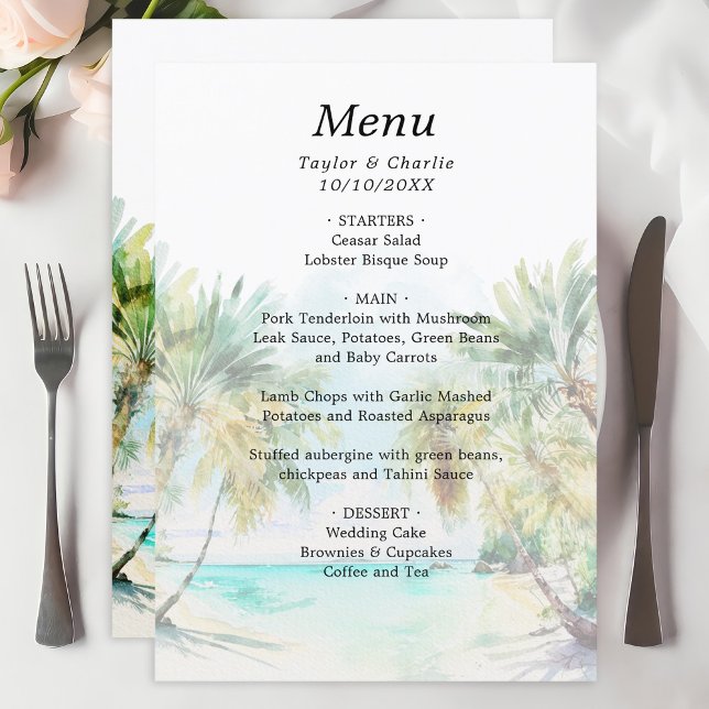 Menu Mariage de Destination sur une Plage Tropicale (Créateur téléchargé)