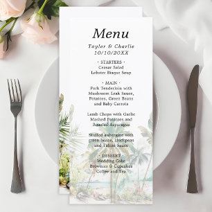 Menu Mariage de Destination sur une Plage Tropicale