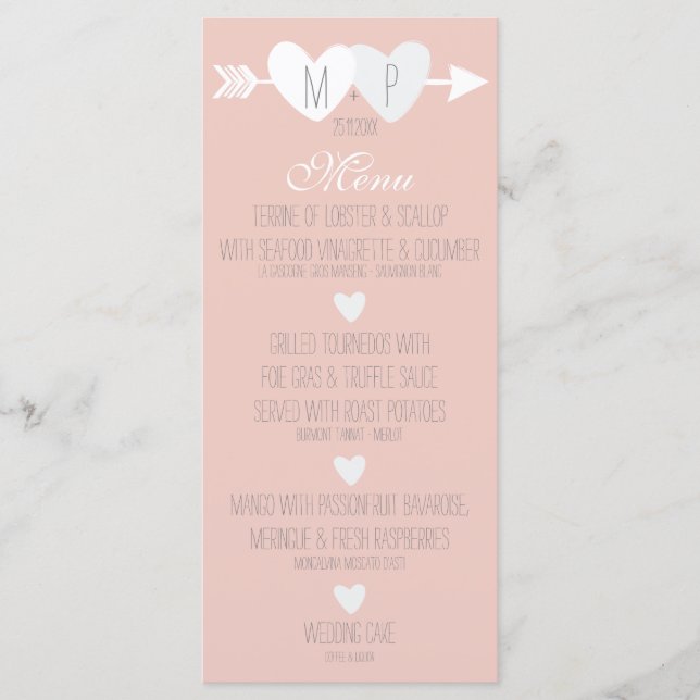Menu Mariage de deux coeurs (Devant)