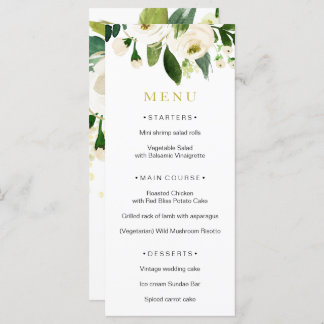 Menu Mariage de fleurs blanches d'aquarelle