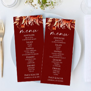Menu Mariage de fleurs Brown rouillées de Bourgogne