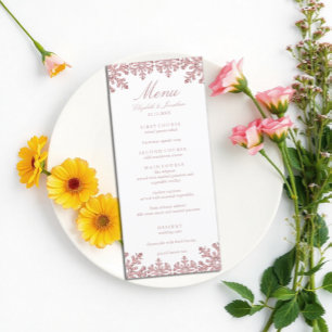 Menu Mariage de flocon de neige rose