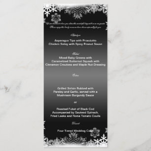 Menu Mariage de flocons de neige noir et blanc