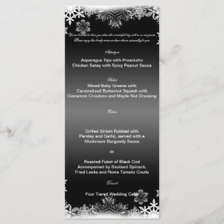 Menu Mariage de flocons de neige noir et blanc