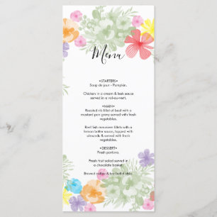 Menu Mariage de germe floral rustique