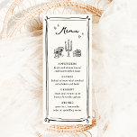 Menu Mariage de gribouillis à main tiré<br><div class="desc">Ce design adorable présente des éléments de gribouillage dessinés à la main et un texte fantaisiste en gras.</div>