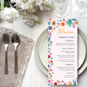Menu Mariage de jardin bohème chic aux fleurs sauvages 