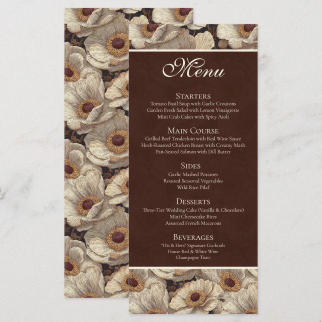 Menu Mariage de Jardin Esthétique aux Anémones Audacieu (Devant / Derrière)