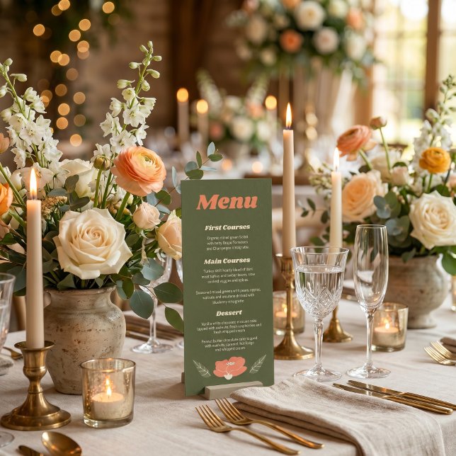 Menu Mariage de Jardin Floral Rétro Vintage  (Créateur téléchargé)