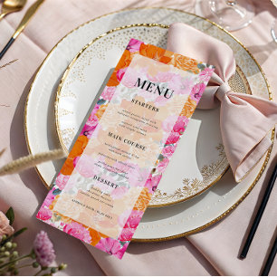 Menu Mariage de Jardin lumineux rose pâle et orange