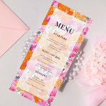 Menu Mariage de Jardin lumineux rose pâle et orange<br><div class="desc">Ce menu de mariage élégant avec du texte personnalisé,  des fleurs ludiques et lumineuses et une couche de fondu légère ferait un merveilleux ajout à votre fête! Modifiez facilement le texte en cliquant sur l'option "personnaliser ce modèle".</div>