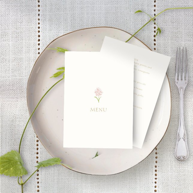 Menu Mariage de la carte ivoire Rose Floral (Créateur téléchargé)