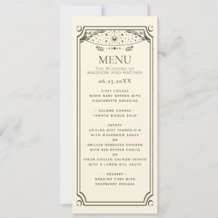 Menu Mariage de la carte Tarot Elegant Olive