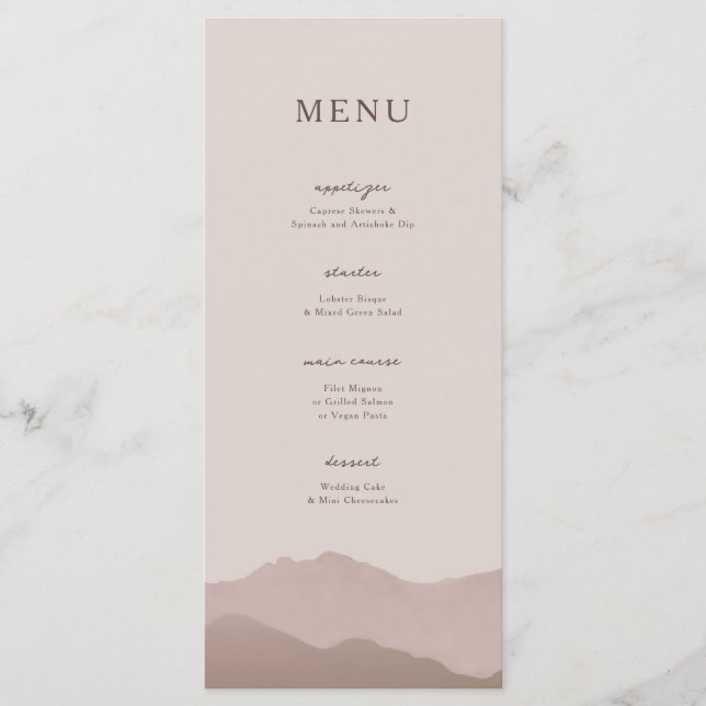 Menu Mariage de la chaîne de montagnes (Devant)