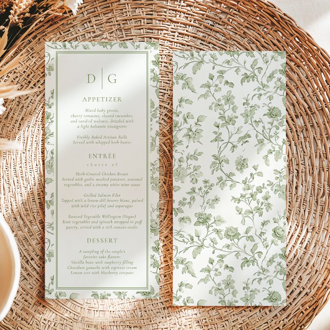 Menu Mariage de la Chinoiserie Sage Green (Créateur téléchargé)