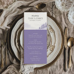 Menu Mariage de la lavande d'hiver de la forêt<br><div class="desc">Menu de mariage d'hiver avec aquarelle pittoresque dans les tons lavande et gris. La scène de la neige présente un paysage de montagne romantique avec des pins, des dérives et une légère neige. Les plats et les menus sont entièrement modifiables. Si vous souhaitez faire correspondre des produits, s'il vous plaît...</div>