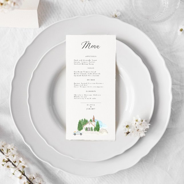 Menu Mariage de la maison d'aquarelle italienne (Créateur téléchargé)