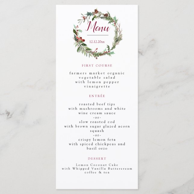 Menu Mariage de la saison de Noël (Devant)