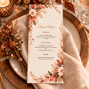 Menu Mariage de l'automne botanique rustique en cuivre