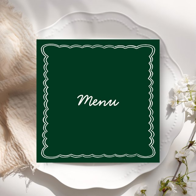 Menu Mariage de l'écriture manuscrite rétro-verte (Créateur téléchargé)