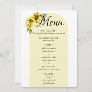 Menu mariage de l'élégante arche jaune tournesol