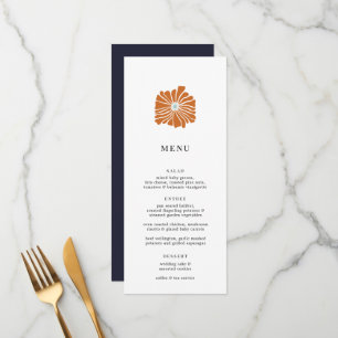 Menu Mariage de logo Floral Orange