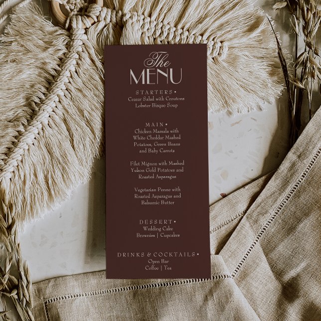 Menu Mariage de luxe au chocolat brun chic et ancien (Créateur téléchargé)