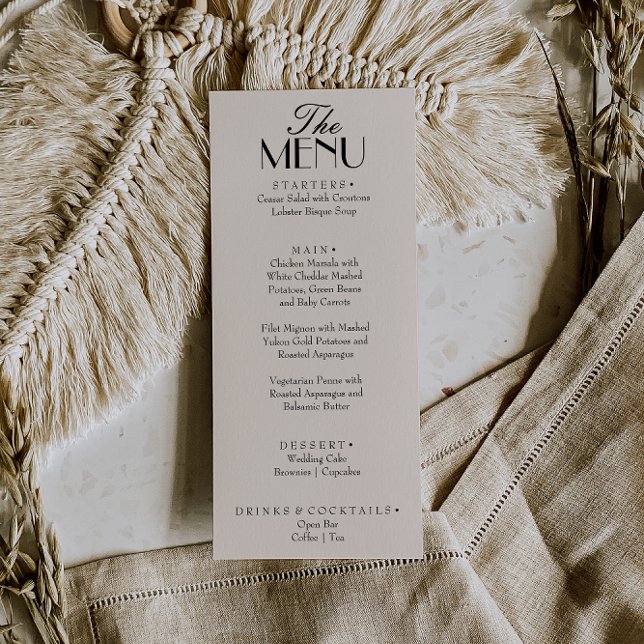 Menu Mariage de Luxe Crème Noir Élégant (Créateur téléchargé)