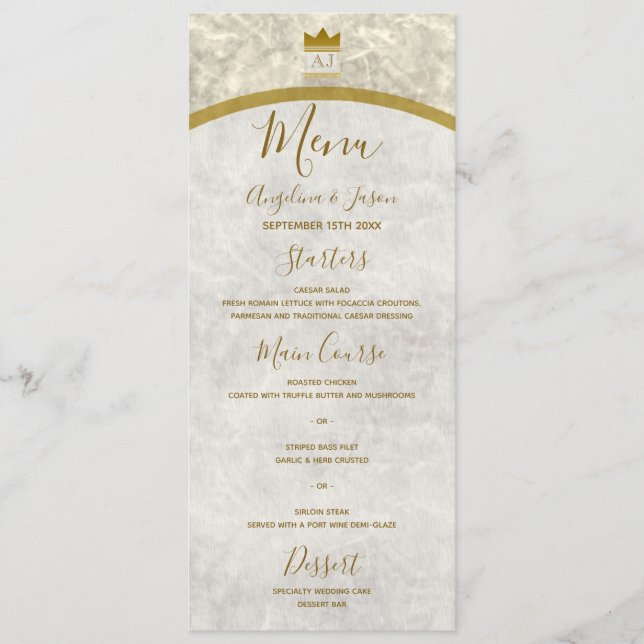 Menu Mariage de luxe en or (Devant)
