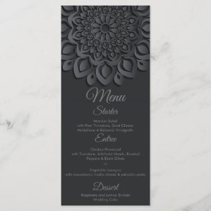Menu Mariage de Mandala de coupure de papier noir conte