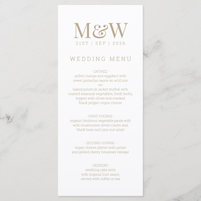Menu Mariage de monogramme blanc (Devant)