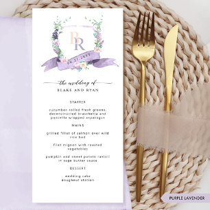 Menu Mariage de monogramme de Lavande Élégante Personna