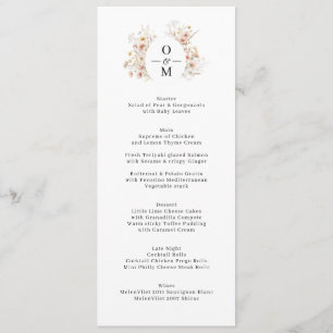 Menu Mariage de monogramme Fleur sauvage de Bohême