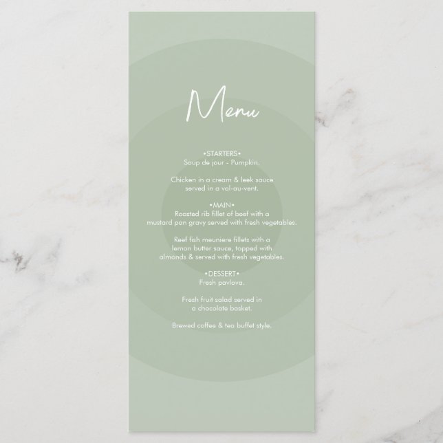 Menu Mariage de monogramme moderne Sage Green (Devant)