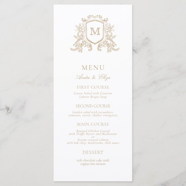 Menu Mariage de monographie florale classique sur mesur (Devant)