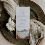 Menu Mariage de montagne moderne<br><div class="desc">Il s'agit d'un menu sur le thème de la montagne avec une belle aquarelle scène de montagne et un élégant appariement de polices. Toutes les formulations et la plupart des polices sont modifiables sur ce modèle de tournesol rustique. Les seules couleurs qui ne sont pas modifiables sont les couleurs de...</div>