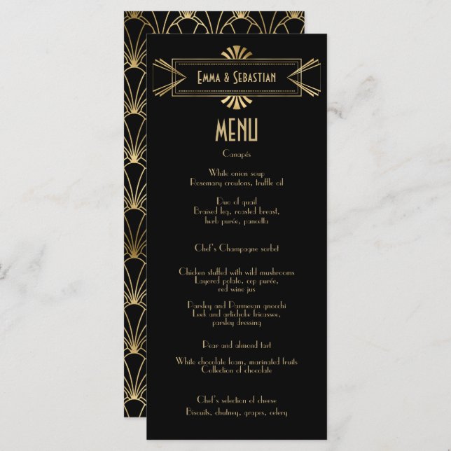 Menu Mariage de motif Black & goldart déco (Devant / Derrière)