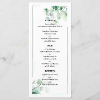Menu Mariage de Motif naturel vert moderne