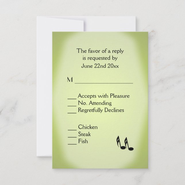 Menu Mariage de musique verte (Devant)