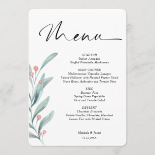 Menu mariage de Noël de la succursale Holly Berry