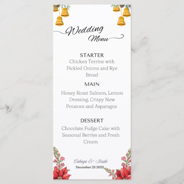 Menu mariage de Noël personnalisé (Devant)