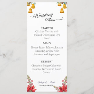 Menu mariage de Noël personnalisé