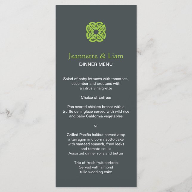 Menu Mariage de noeud celtique moderne (Devant)