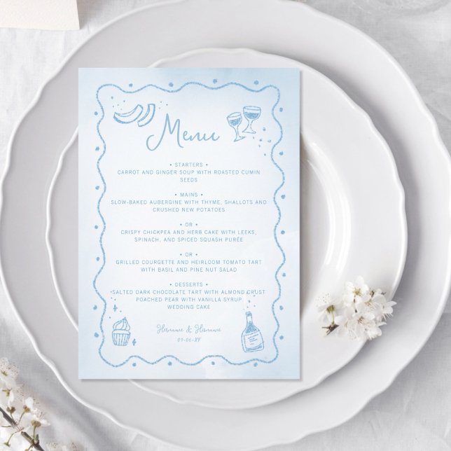 Menu Mariage de nourriture Whimsical Light Bleu main ti (Créateur téléchargé)