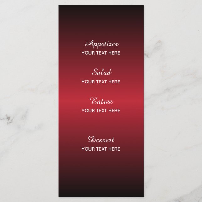 Menu Mariage de nuit étoilé dans un romantique rouge fo (Devant)